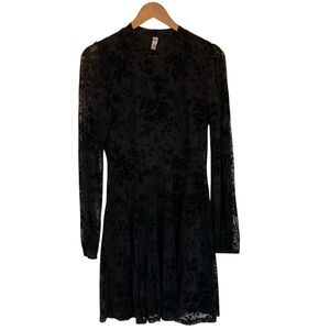 American‎ Rag Juniors Burnout Velvet Floral Dress Size L Black Whimsy Goth Fairy